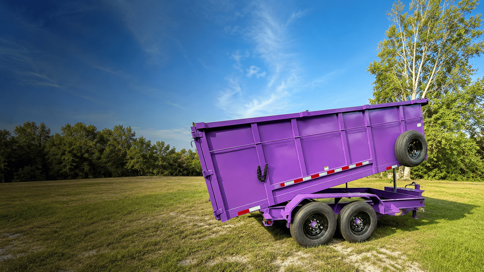 Purple KB dump trailer available for delivery and pickup in Central Florida